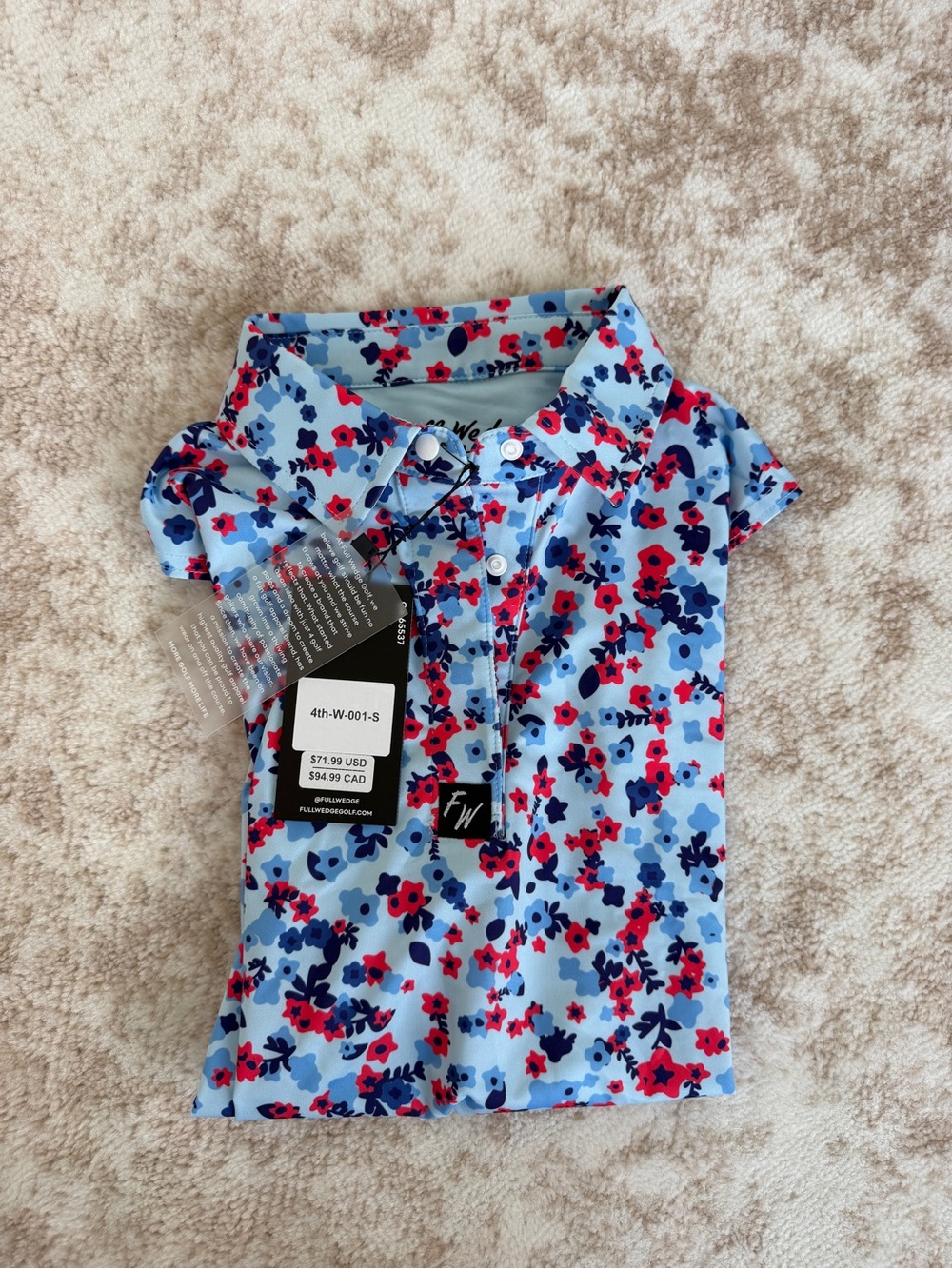 Light Blue Floral Short Sleeve Polo Tee